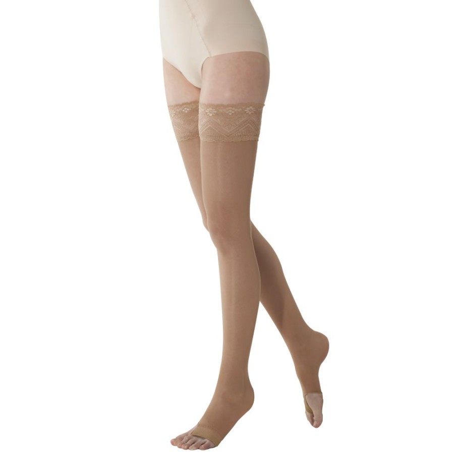 Solidea Preventive Stay-Ups (30-140 Den) | Graduated Compression Open Toe Hold-Up Stockings Marilyn 70 Den Open Toe