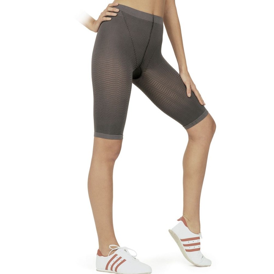 Solidea Shorts & Elastic Bands | Micro-Massaging Mid-Thigh Shaper Silver Wave Strong